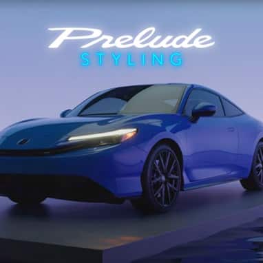 2027 Honda Prelude static 3/4 front view (exhilarating hybrid coupe).